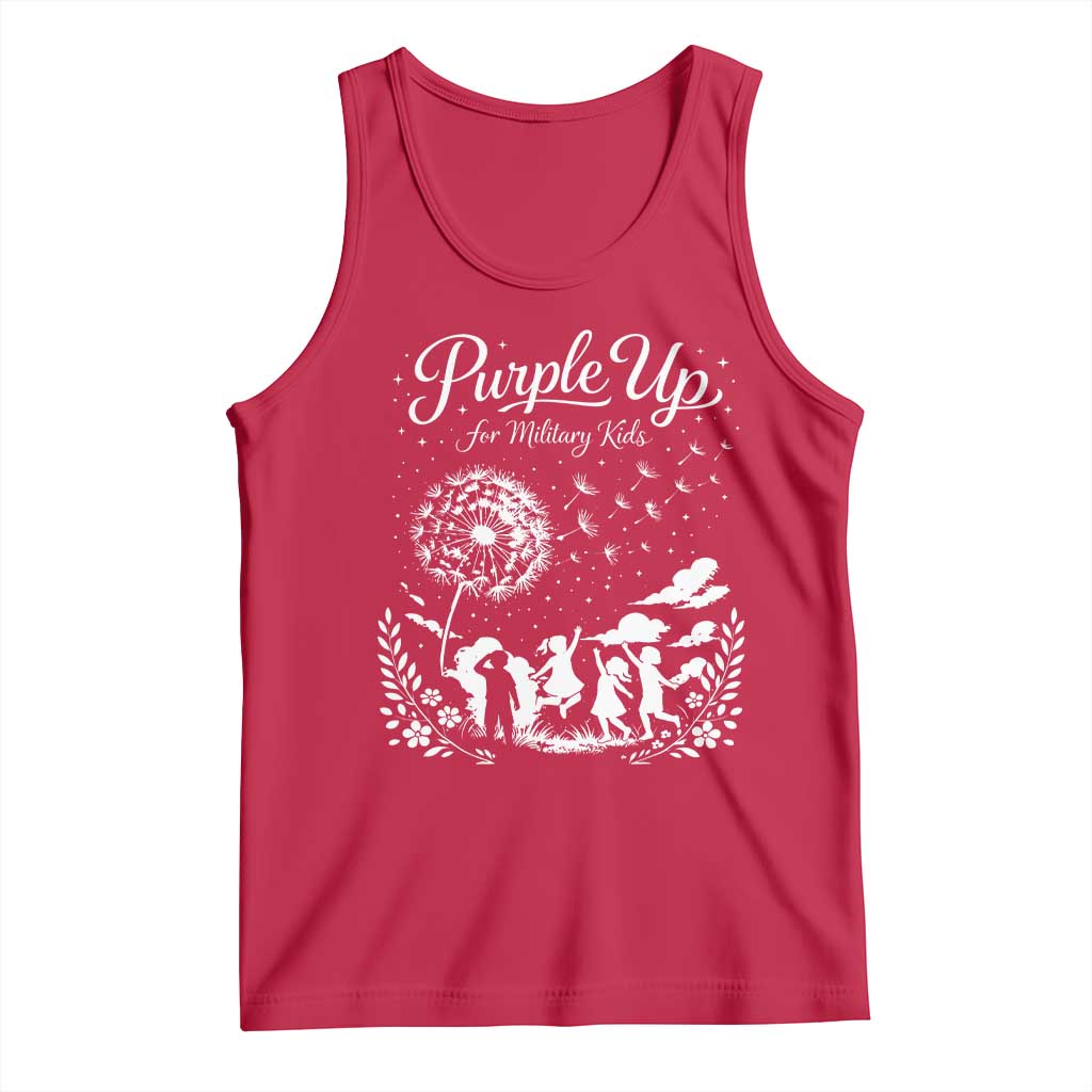 Purple Up For Military Kids Dandelion Inspirational Tank Top Month of the Military Child Awareness Brat Support