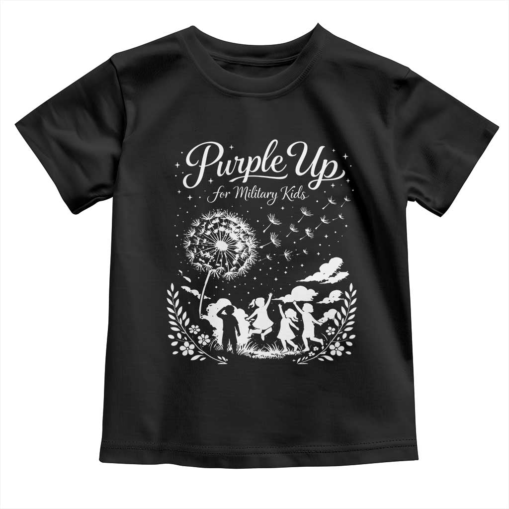 Purple Up For Military Kids Dandelion Inspirational Toddler T Shirt Month of the Military Child Awareness Brat Support