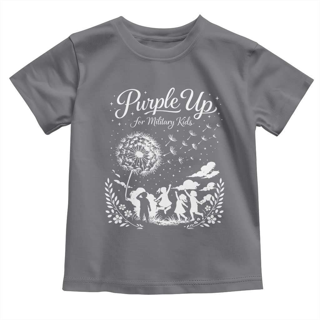 Purple Up For Military Kids Dandelion Inspirational Toddler T Shirt Month of the Military Child Awareness Brat Support