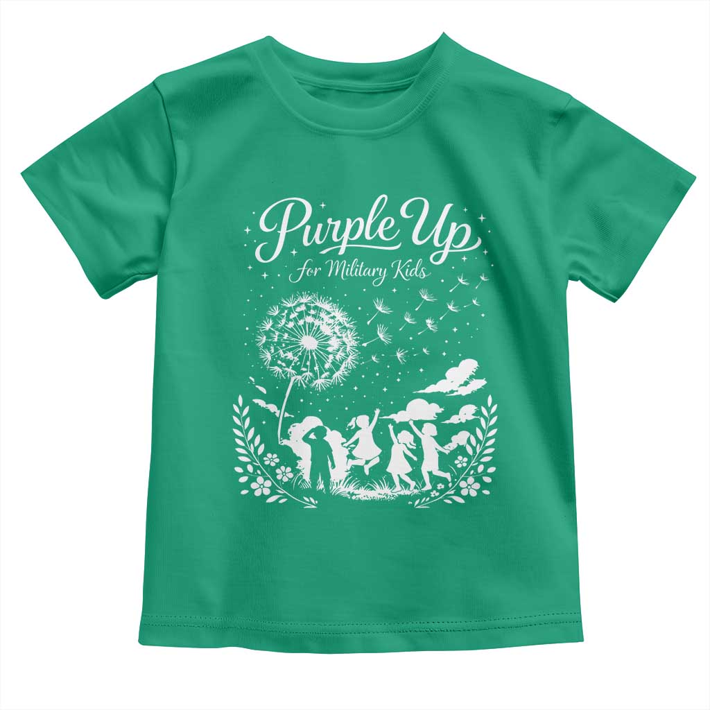 Purple Up For Military Kids Dandelion Inspirational Toddler T Shirt Month of the Military Child Awareness Brat Support