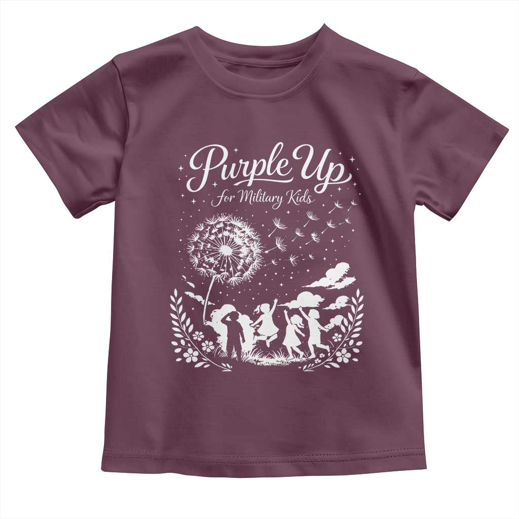 Purple Up For Military Kids Dandelion Inspirational Toddler T Shirt Month of the Military Child Awareness Brat Support