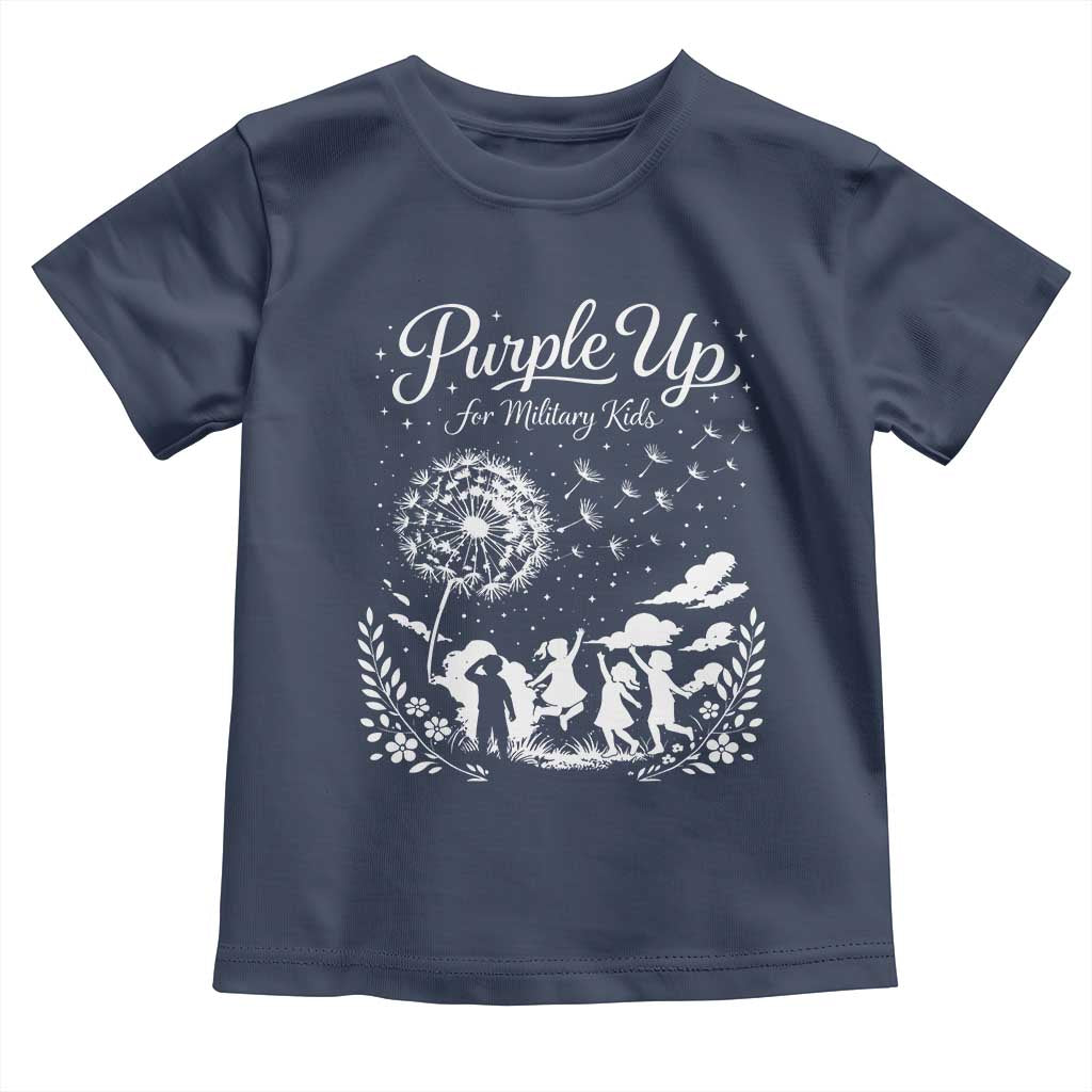 Purple Up For Military Kids Dandelion Inspirational Toddler T Shirt Month of the Military Child Awareness Brat Support