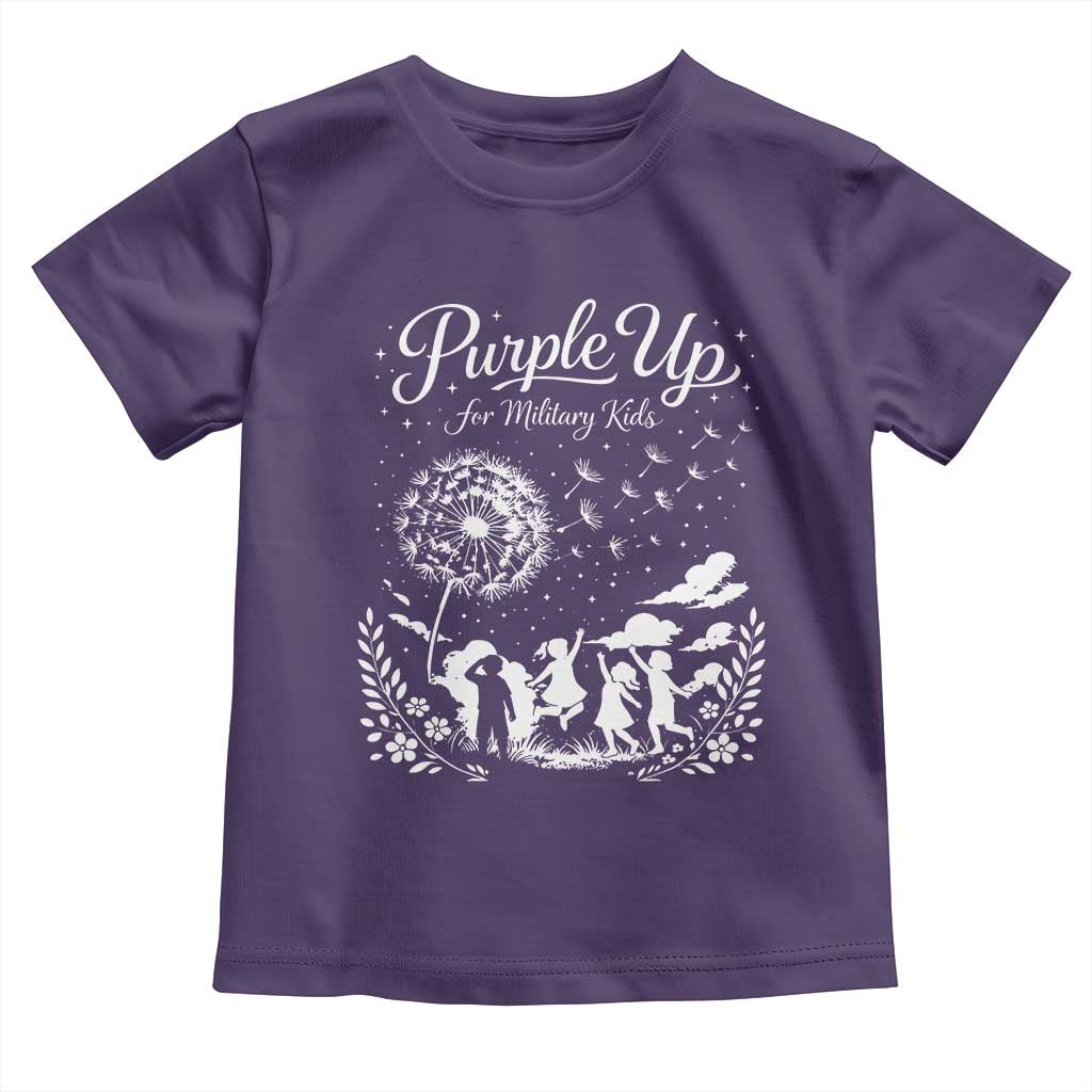 Purple Up For Military Kids Dandelion Inspirational Toddler T Shirt Month of the Military Child Awareness Brat Support