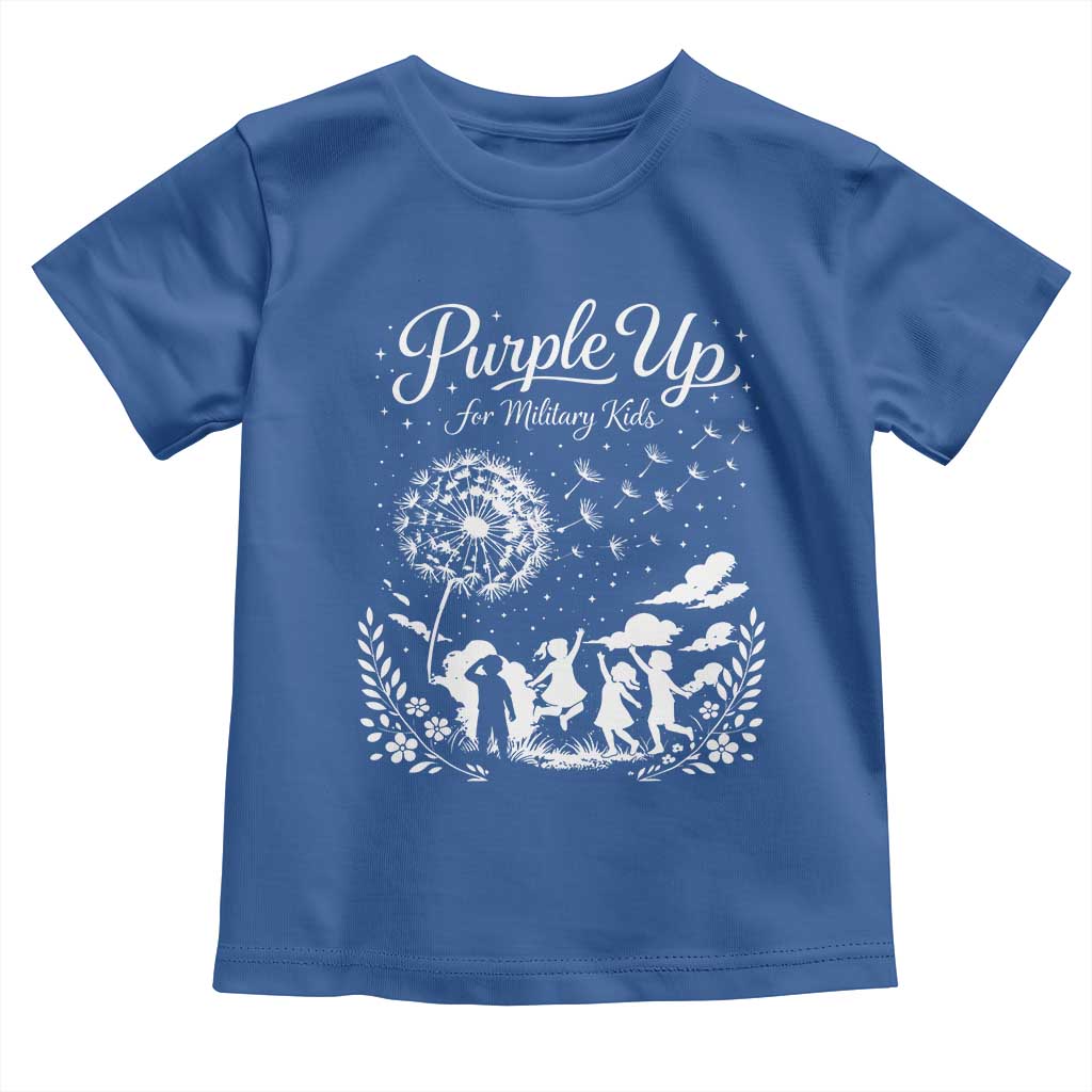 Purple Up For Military Kids Dandelion Inspirational Toddler T Shirt Month of the Military Child Awareness Brat Support