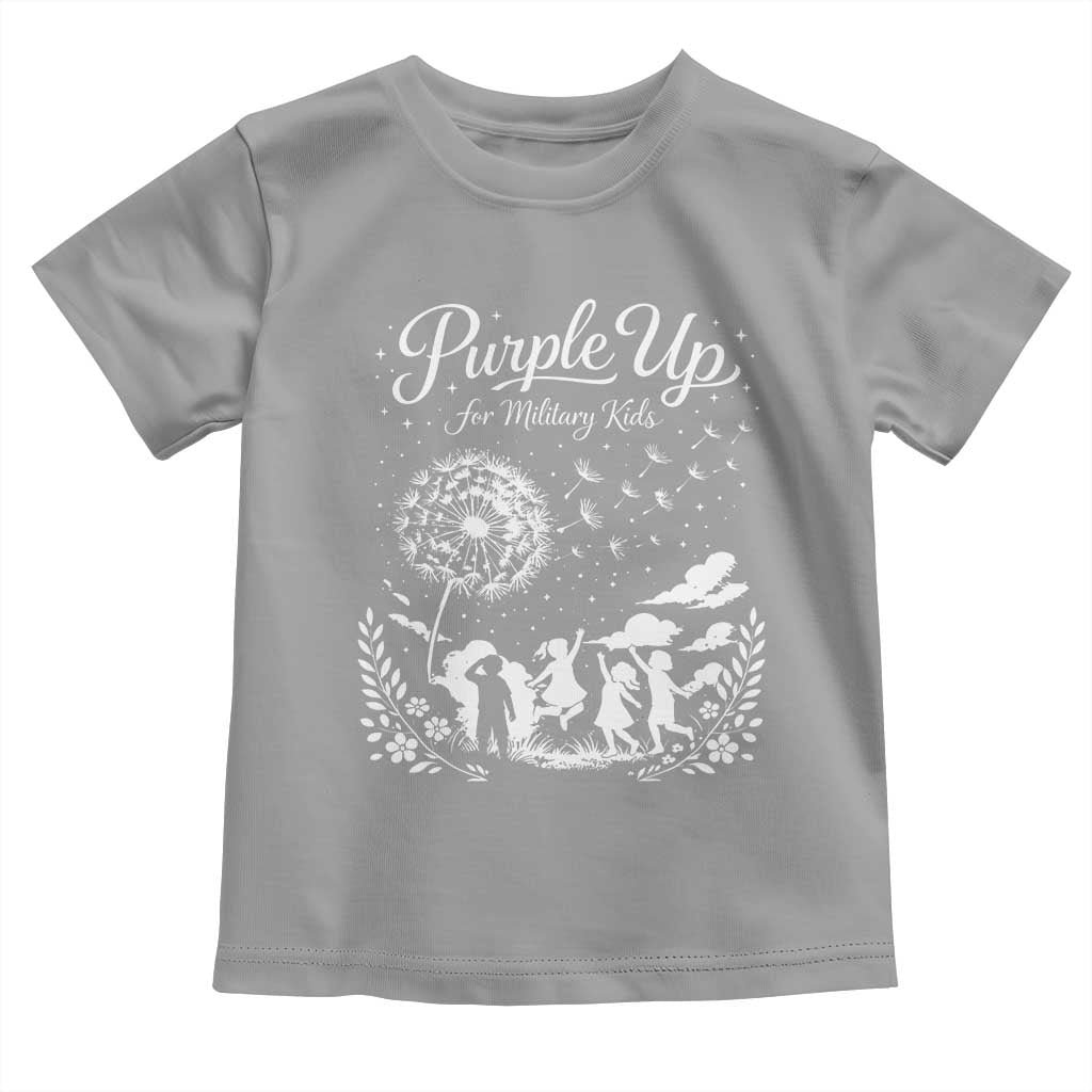 Purple Up For Military Kids Dandelion Inspirational Toddler T Shirt Month of the Military Child Awareness Brat Support