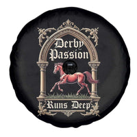 Derby Passion Runs Deep Elegant Horse Racing Spare Tire Cover Vintage Gothic Arch Equestrian Thoroughbred Lover