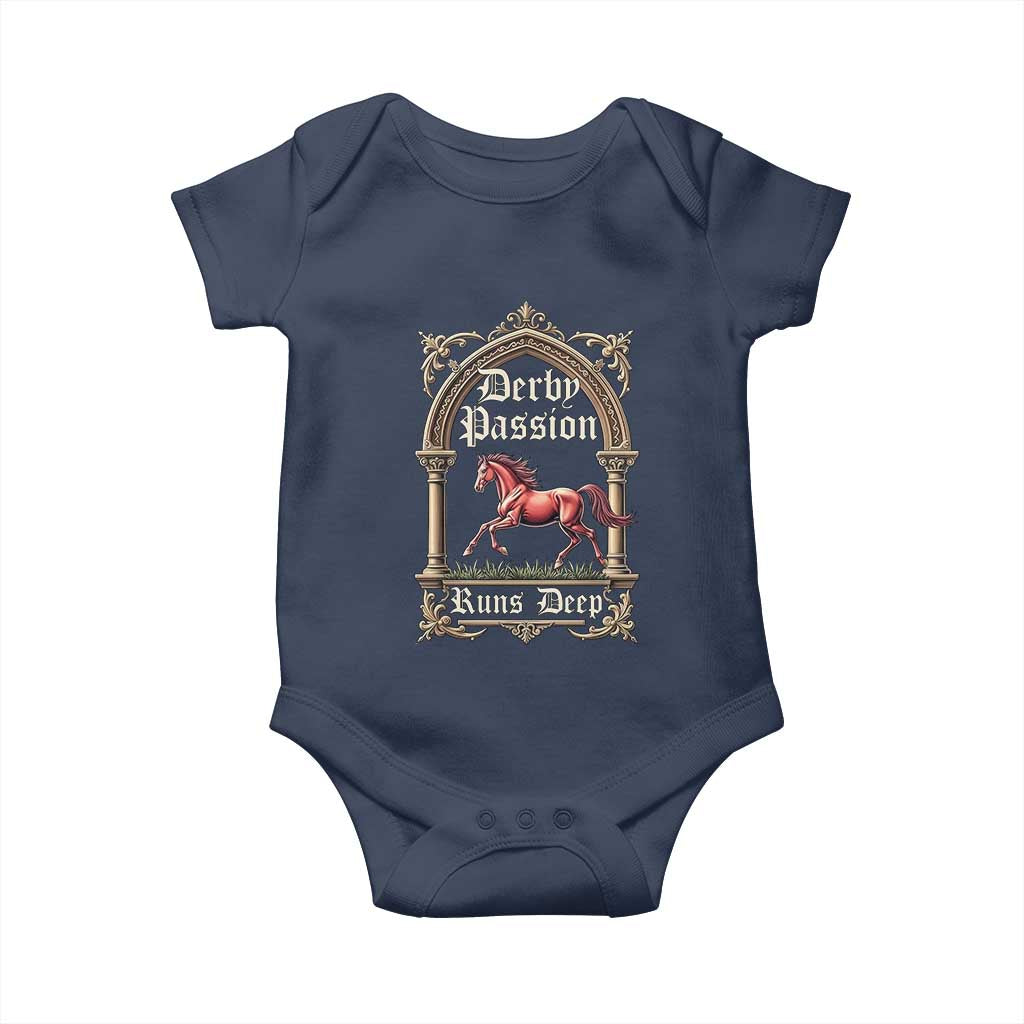 Derby Passion Runs Deep Elegant Horse Racing Baby Onesie Vintage Gothic Arch Equestrian Thoroughbred Lover