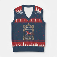 Derby Passion Runs Deep Elegant Horse Racing V-Neck Knit Sweater Vest Vintage Gothic Arch Equestrian Thoroughbred Lover