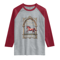 Derby Passion Runs Deep Elegant Horse Racing Raglan Shirt Vintage Gothic Arch Equestrian Thoroughbred Lover