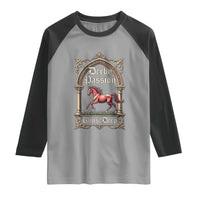 Derby Passion Runs Deep Elegant Horse Racing Raglan Shirt Vintage Gothic Arch Equestrian Thoroughbred Lover