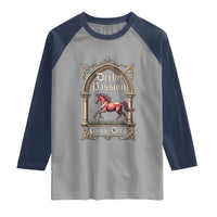 Derby Passion Runs Deep Elegant Horse Racing Raglan Shirt Vintage Gothic Arch Equestrian Thoroughbred Lover