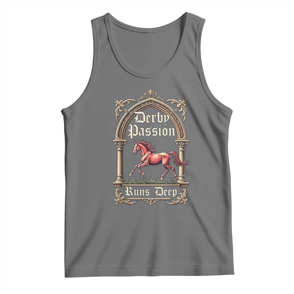 Derby Passion Runs Deep Elegant Horse Racing Tank Top Vintage Gothic Arch Equestrian Thoroughbred Lover
