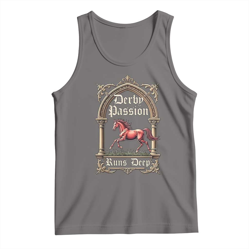 Derby Passion Runs Deep Elegant Horse Racing Tank Top Vintage Gothic Arch Equestrian Thoroughbred Lover