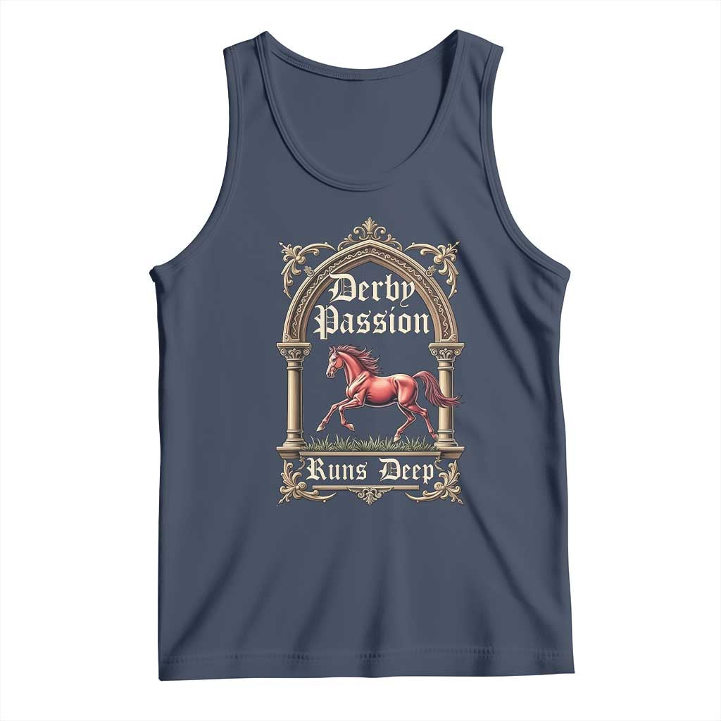 Derby Passion Runs Deep Elegant Horse Racing Tank Top Vintage Gothic Arch Equestrian Thoroughbred Lover