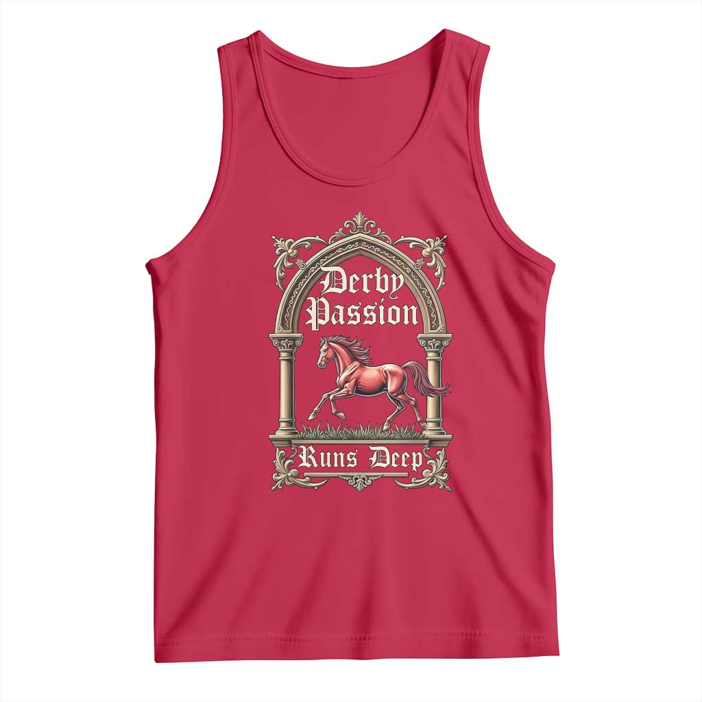 Derby Passion Runs Deep Elegant Horse Racing Tank Top Vintage Gothic Arch Equestrian Thoroughbred Lover