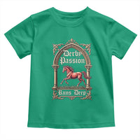 Derby Passion Runs Deep Elegant Horse Racing Toddler T Shirt Vintage Gothic Arch Equestrian Thoroughbred Lover
