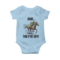 And They’re Off Colorful Horse Racing Sketch Baby Onesie Jockey and Thoroughbred Sprinting Race Day