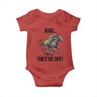And They’re Off Colorful Horse Racing Sketch Baby Onesie Jockey and Thoroughbred Sprinting Race Day