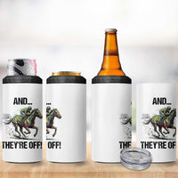 And They’re Off Colorful Horse Racing Sketch 4 in 1 Can Cooler Tumbler Jockey and Thoroughbred Sprinting Race Day