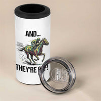 And They’re Off Colorful Horse Racing Sketch 4 in 1 Can Cooler Tumbler Jockey and Thoroughbred Sprinting Race Day