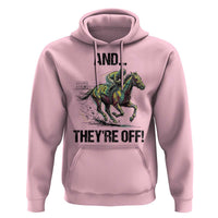 And They’re Off Colorful Horse Racing Sketch Hoodie Jockey and Thoroughbred Sprinting Race Day