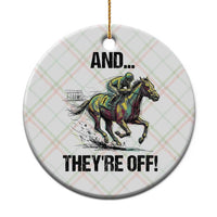 And They’re Off Colorful Horse Racing Sketch Ceramic Ornament Jockey and Thoroughbred Sprinting Race Day