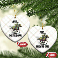 And They’re Off Colorful Horse Racing Sketch Ceramic Ornament Jockey and Thoroughbred Sprinting Race Day