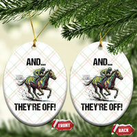 And They’re Off Colorful Horse Racing Sketch Ceramic Ornament Jockey and Thoroughbred Sprinting Race Day
