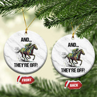 And They’re Off Colorful Horse Racing Sketch Ceramic Ornament Jockey and Thoroughbred Sprinting Race Day