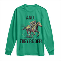 And They’re Off Colorful Horse Racing Sketch Long Sleeve Shirt Jockey and Thoroughbred Sprinting Race Day