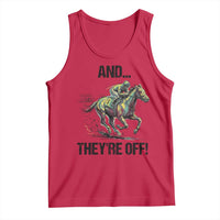 And They’re Off Colorful Horse Racing Sketch Tank Top Jockey and Thoroughbred Sprinting Race Day