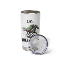 And They’re Off Colorful Horse Racing Sketch Tumbler Cup Jockey and Thoroughbred Sprinting Race Day