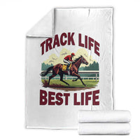 Track Life Best Life Horse Racing Enthusiast Throw Blanket Retro Jockey and Racehorse Trackside Southern Equestrian