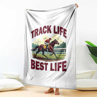 Track Life Best Life Horse Racing Enthusiast Throw Blanket Retro Jockey and Racehorse Trackside Southern Equestrian