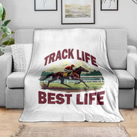 Track Life Best Life Horse Racing Enthusiast Throw Blanket Retro Jockey and Racehorse Trackside Southern Equestrian