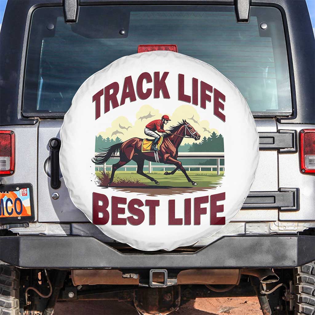 Track Life Best Life Horse Racing Enthusiast Spare Tire Cover Retro Jockey and Racehorse Trackside Southern Equestrian