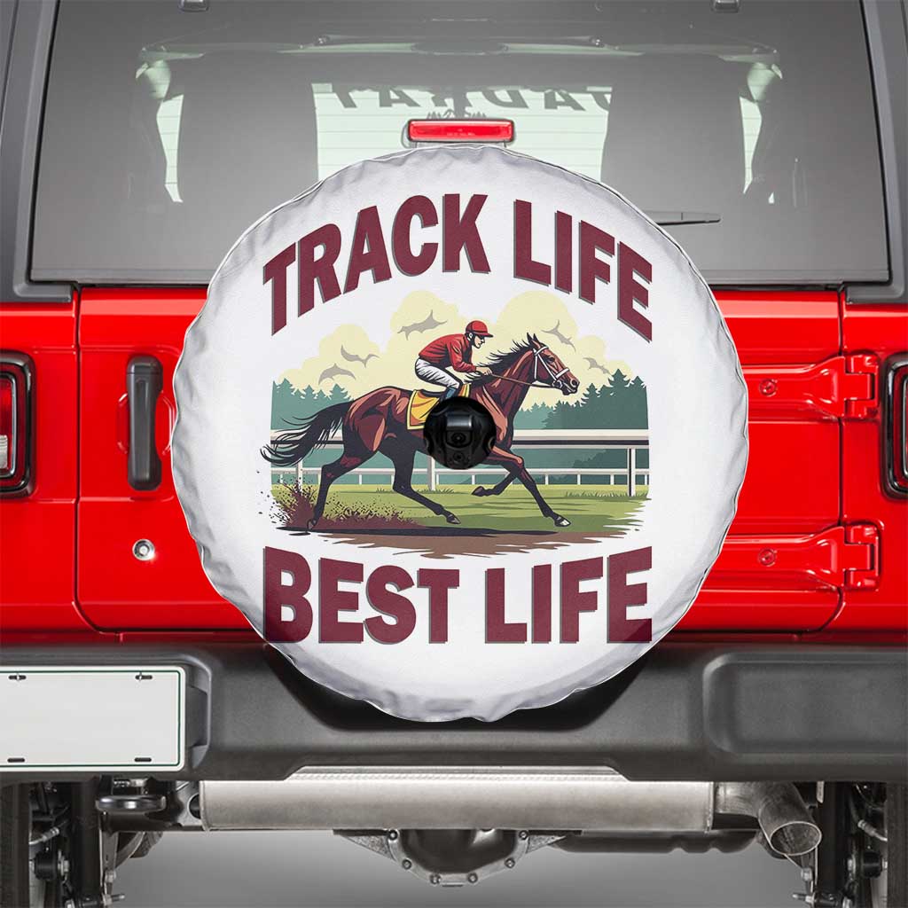 Track Life Best Life Horse Racing Enthusiast Spare Tire Cover Retro Jockey and Racehorse Trackside Southern Equestrian