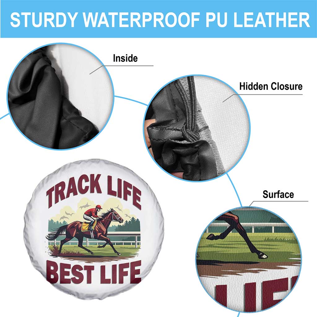 Track Life Best Life Horse Racing Enthusiast Spare Tire Cover Retro Jockey and Racehorse Trackside Southern Equestrian