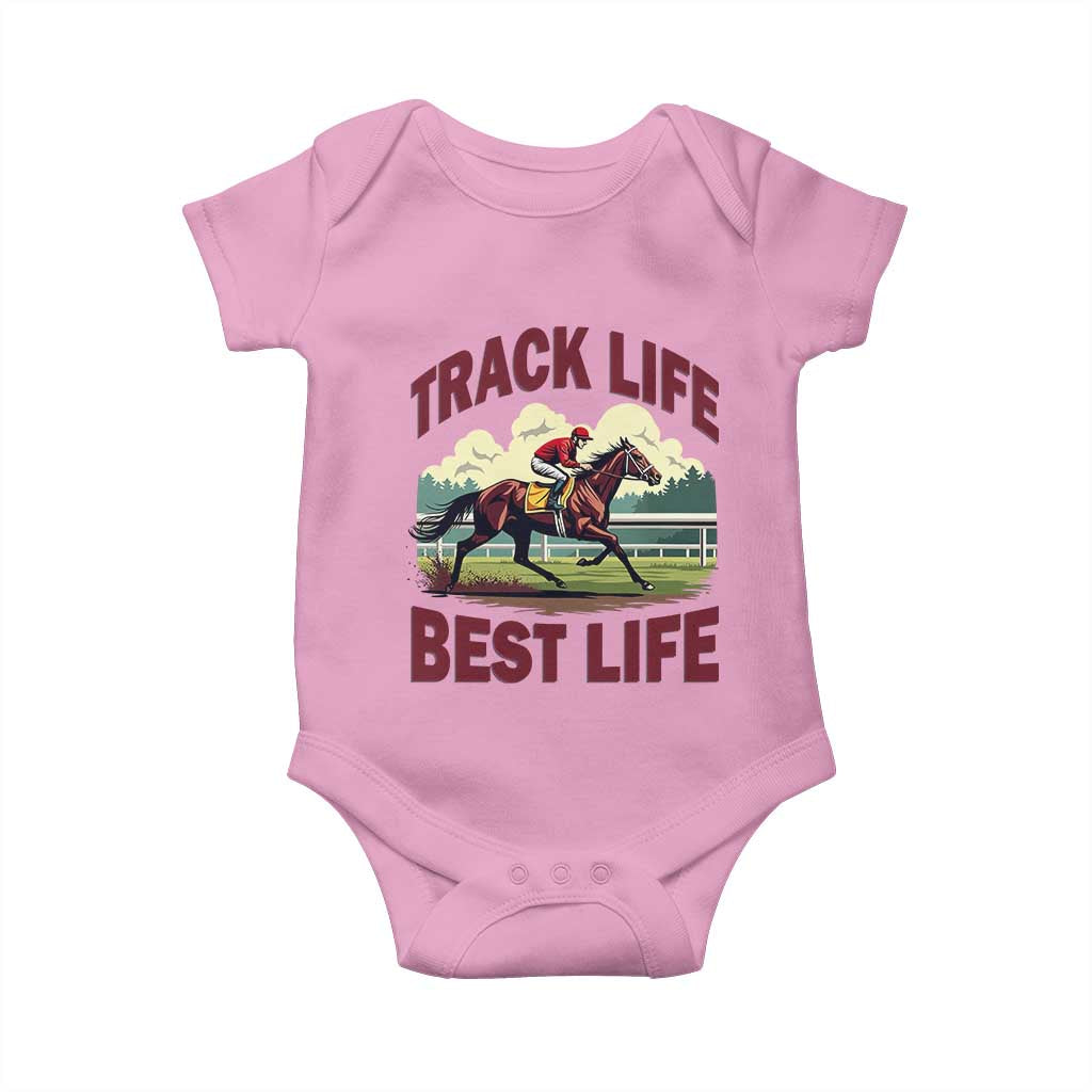 Track Life Best Life Horse Racing Enthusiast Baby Onesie Retro Jockey and Racehorse Trackside Southern Equestrian