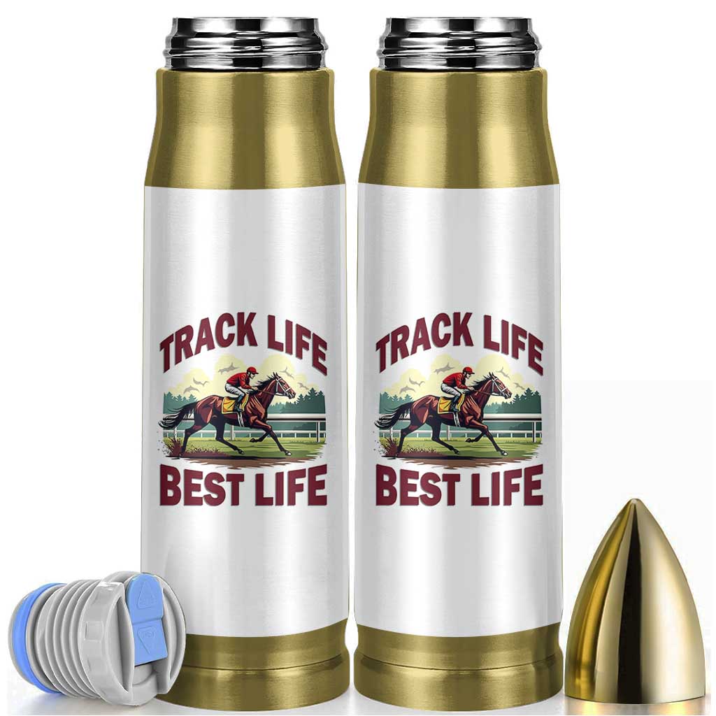 Track Life Best Life Horse Racing Enthusiast Bullet Tumbler Retro Jockey and Racehorse Trackside Southern Equestrian