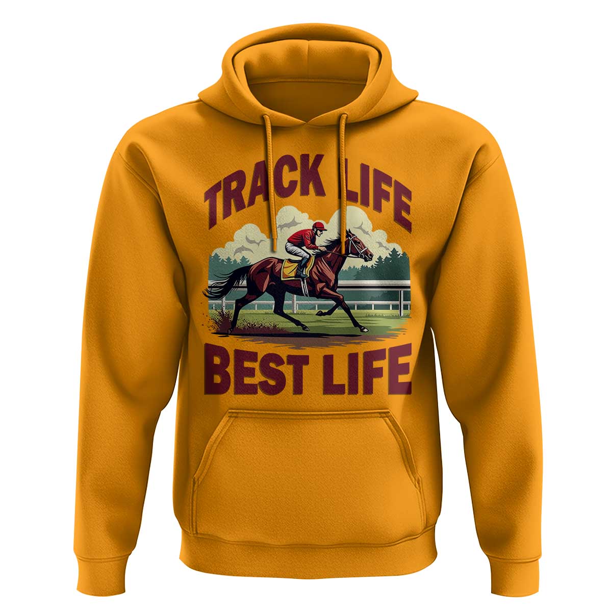Track Life Best Life Horse Racing Enthusiast Hoodie Retro Jockey and Racehorse Trackside Southern Equestrian