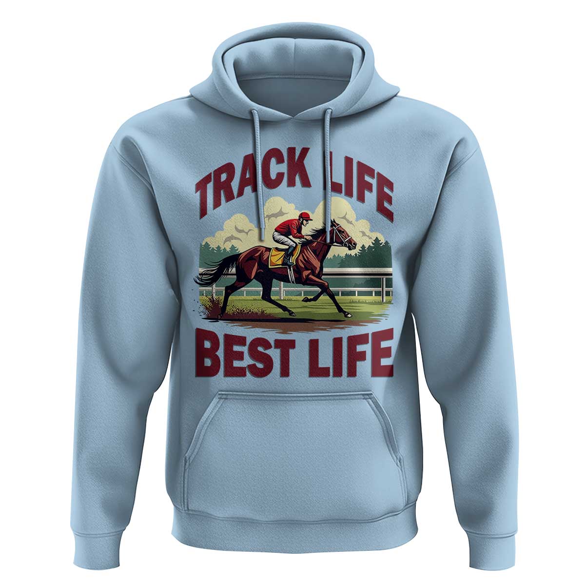 Track Life Best Life Horse Racing Enthusiast Hoodie Retro Jockey and Racehorse Trackside Southern Equestrian