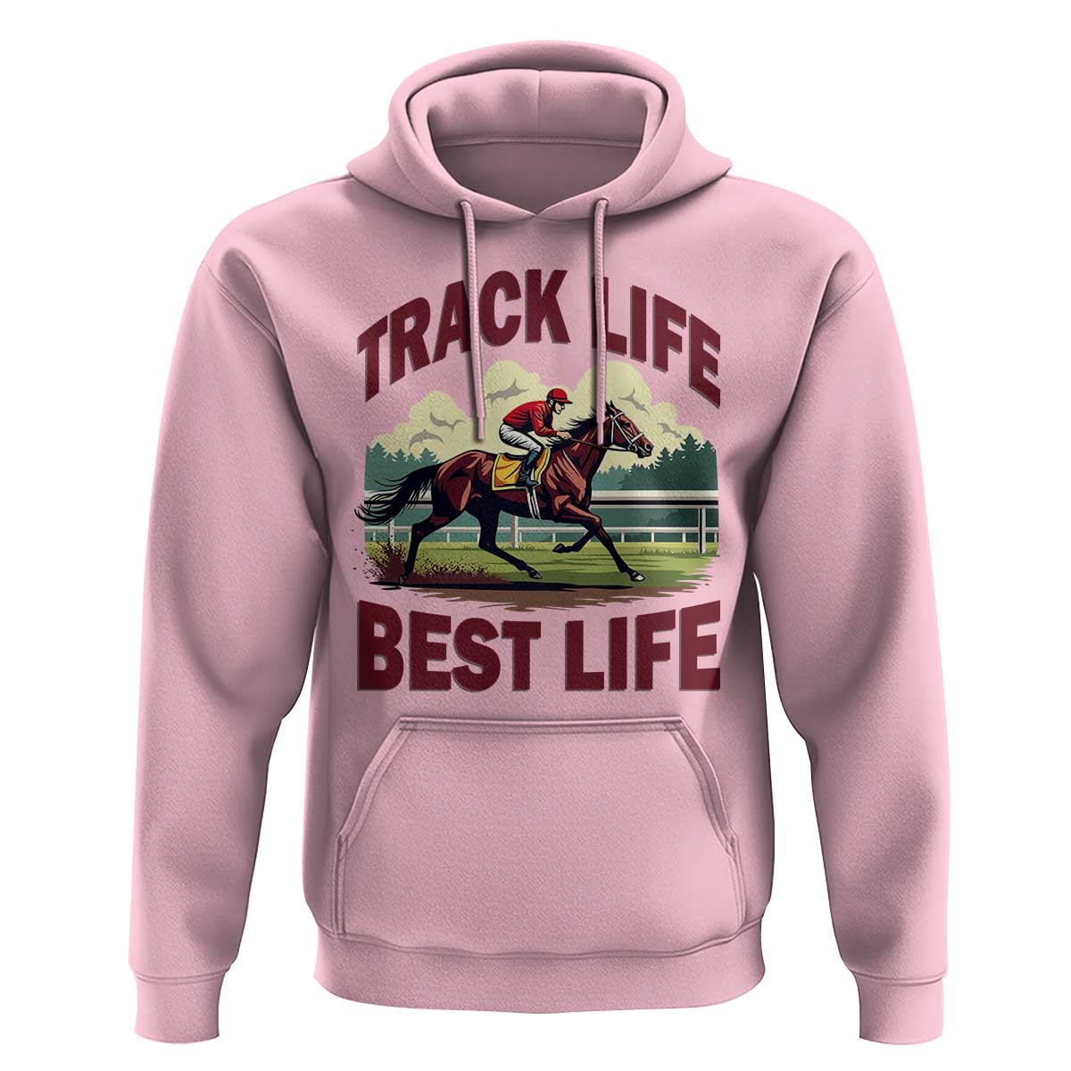 Track Life Best Life Horse Racing Enthusiast Hoodie Retro Jockey and Racehorse Trackside Southern Equestrian