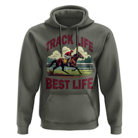 Track Life Best Life Horse Racing Enthusiast Hoodie Retro Jockey and Racehorse Trackside Southern Equestrian