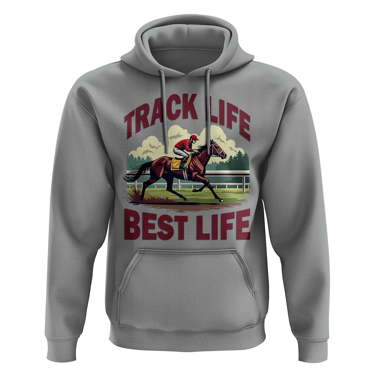 Track Life Best Life Horse Racing Enthusiast Hoodie Retro Jockey and Racehorse Trackside Southern Equestrian