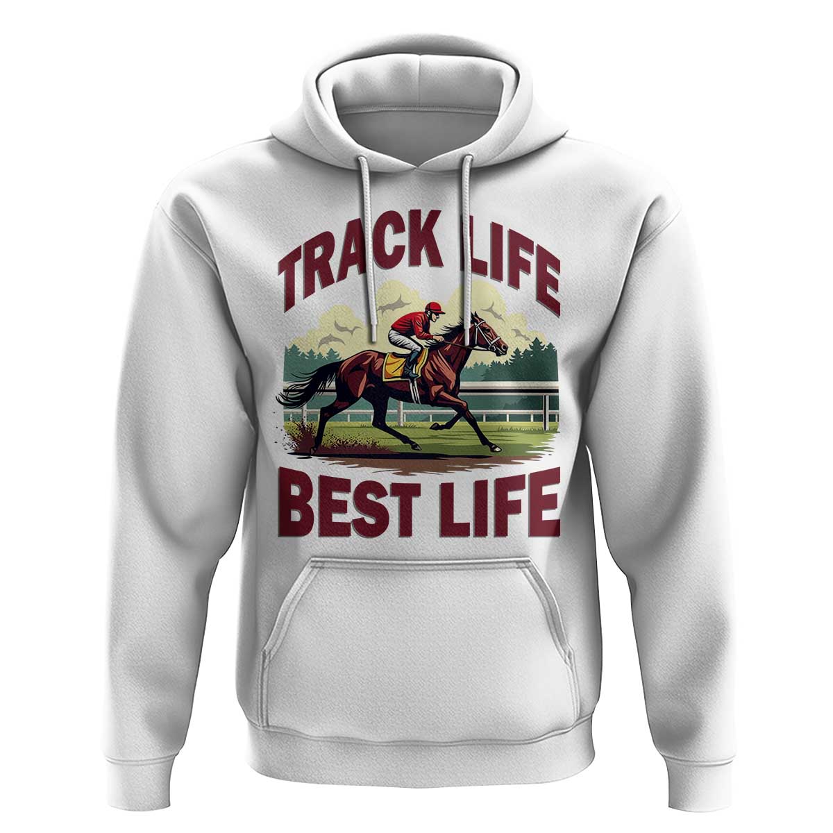 Track Life Best Life Horse Racing Enthusiast Hoodie Retro Jockey and Racehorse Trackside Southern Equestrian