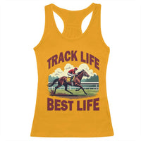 Track Life Best Life Horse Racing Enthusiast Racerback Tank Top Retro Jockey and Racehorse Trackside Southern Equestrian