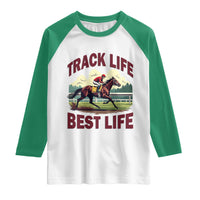 Track Life Best Life Horse Racing Enthusiast Raglan Shirt Retro Jockey and Racehorse Trackside Southern Equestrian
