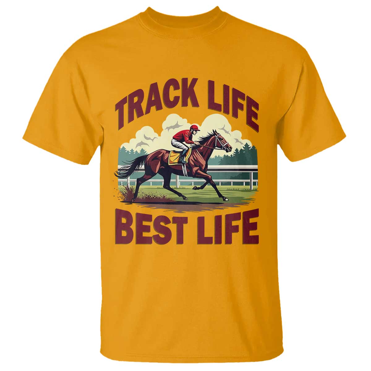 Track Life Best Life Horse Racing Enthusiast T Shirt Retro Jockey and Racehorse Trackside Southern Equestrian