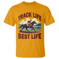Track Life Best Life Horse Racing Enthusiast T Shirt Retro Jockey and Racehorse Trackside Southern Equestrian
